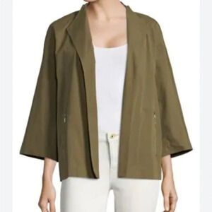 Lafayette 148 Adam Swing Jacket w/ Front Metal Zip Pockets in Pesto Green Sz M